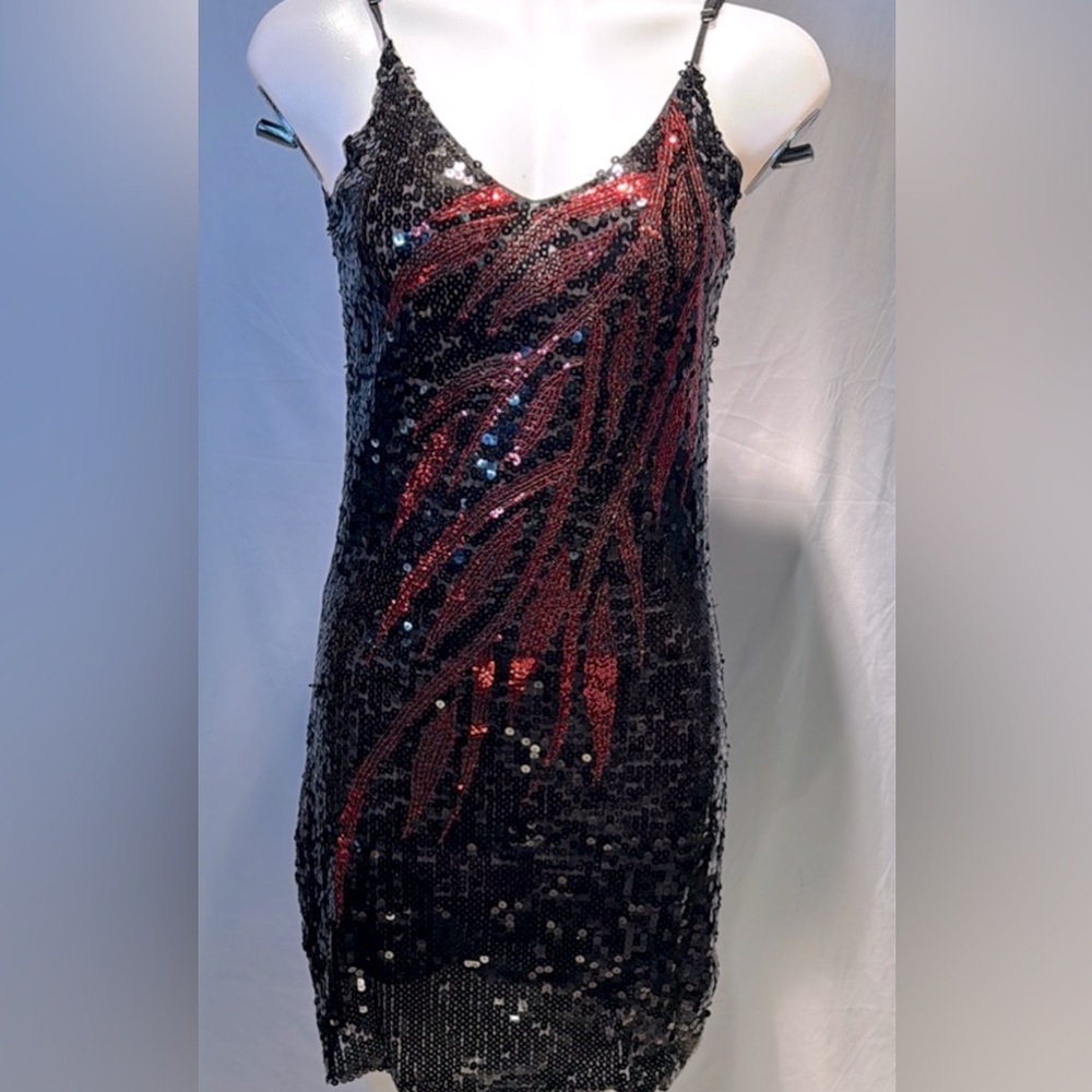 Sequin Black and Red Dress